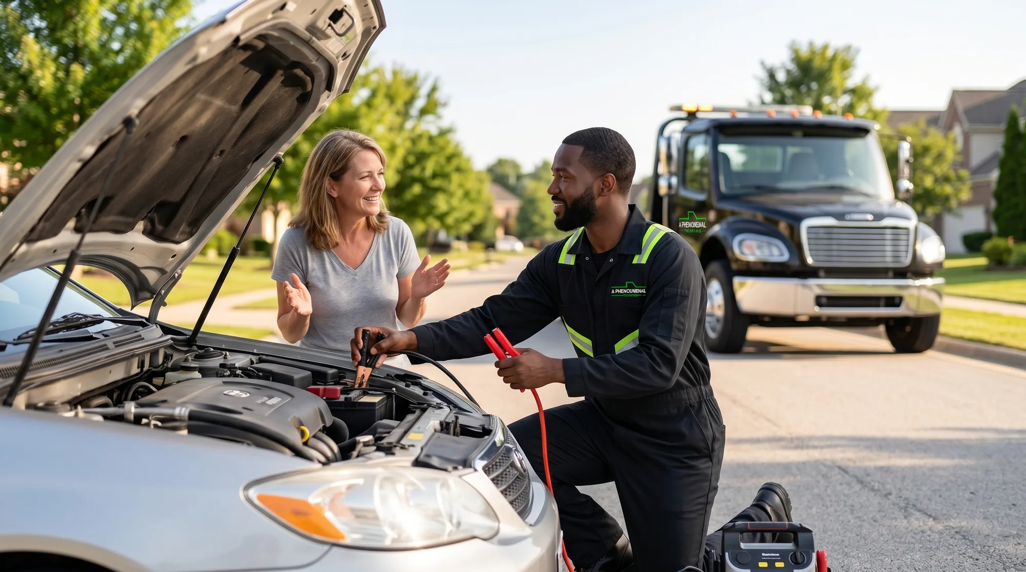 Operator helping a stranded driver