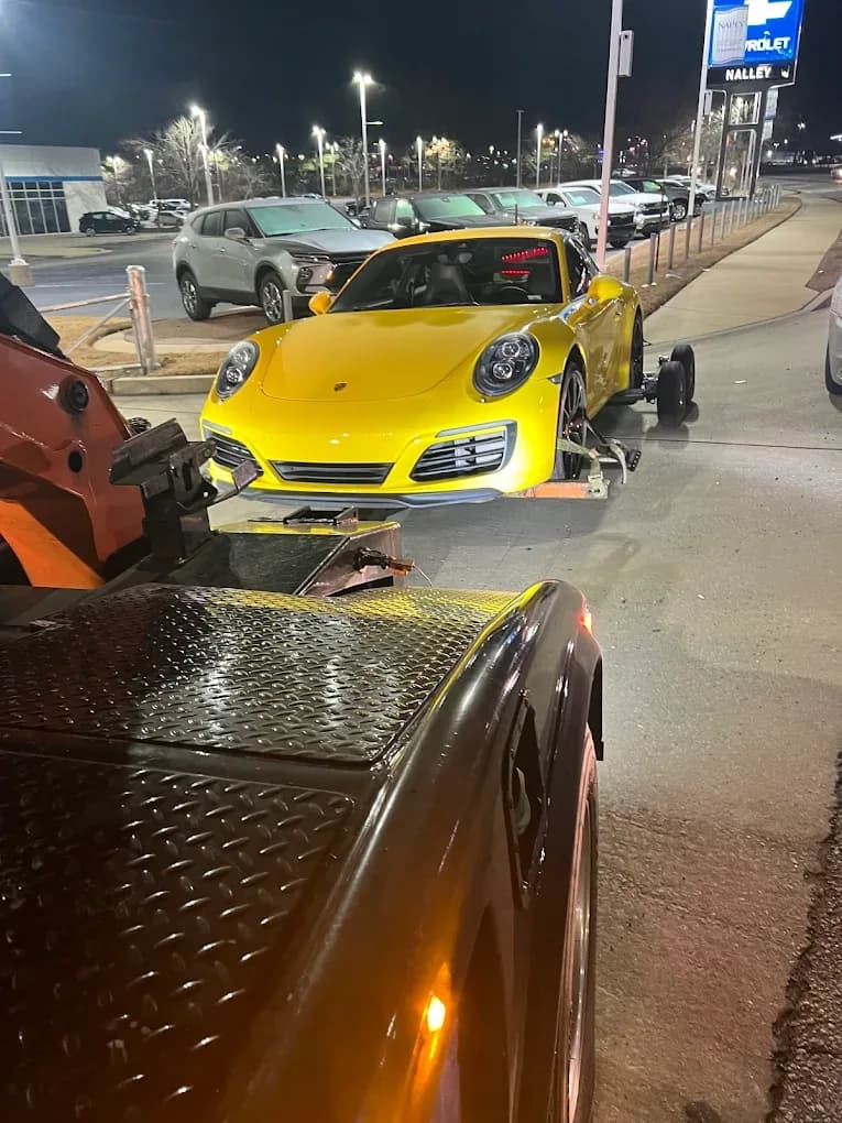 Porsche 911 loaded at night